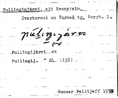 Bild på arkivkortet för arkivposten Pullinginjärvi