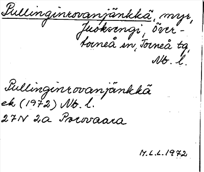 Bild på arkivkortet för arkivposten Pullinginrovanjänkkä