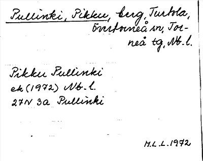 Bild på arkivkortet för arkivposten Pullinki, Pikku