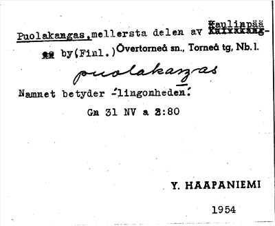 Bild på arkivkortet för arkivposten Puolakangas