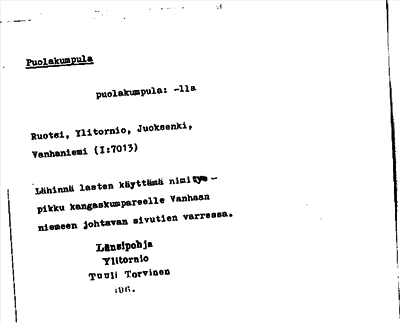 Bild på arkivkortet för arkivposten Puolakumpula