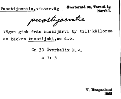 Bild på arkivkortet för arkivposten Puostijoentie