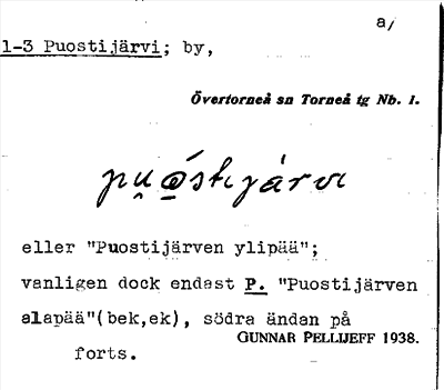 Bild på arkivkortet för arkivposten Puostijärvi