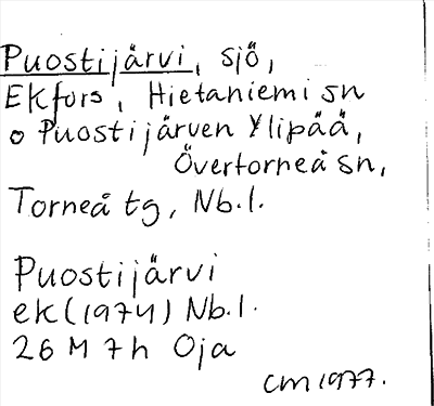 Bild på arkivkortet för arkivposten Puostijärvi