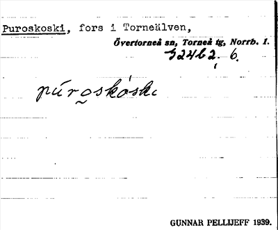 Bild på arkivkortet för arkivposten Puroskoski