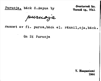 Bild på arkivkortet för arkivposten Puruoja