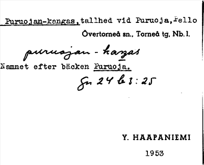 Bild på arkivkortet för arkivposten Puruojan-kangas