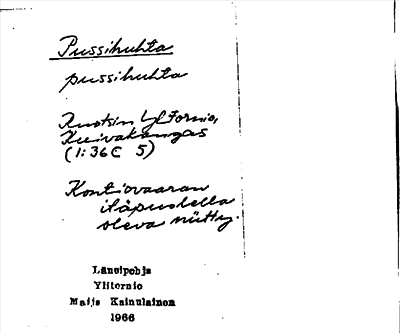 Bild på arkivkortet för arkivposten Pussihuhta