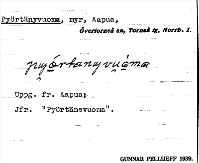 Bild på arkivkortet för arkivposten Pyörtänyvuoma