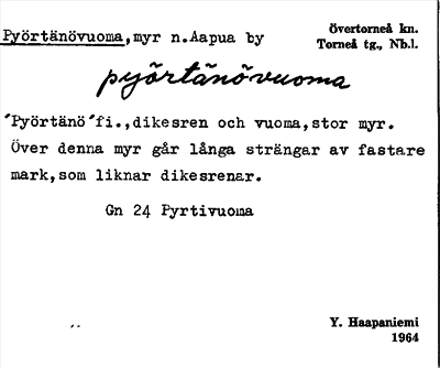 Bild på arkivkortet för arkivposten Pyörtänövuoma