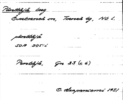 Bild på arkivkortet för arkivposten Pänttäjä