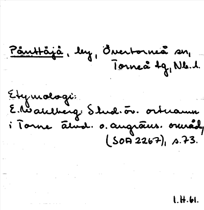 Bild på arkivkortet för arkivposten Pänttäjä