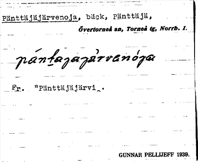 Bild på arkivkortet för arkivposten Pänttäjäjärvenoja