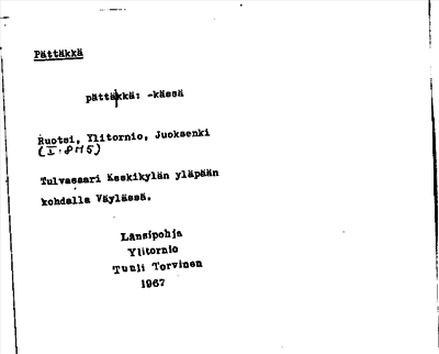 Bild på arkivkortet för arkivposten Pättäkkä