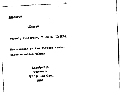 Bild på arkivkortet för arkivposten Pääkkölä
