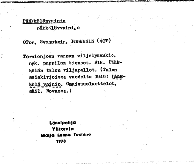 Bild på arkivkortet för arkivposten Pääkölänvainio