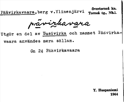 Bild på arkivkortet för arkivposten Päävirkavaara