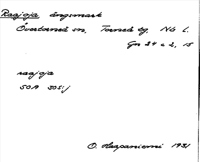 Bild på arkivkortet för arkivposten Raajoja