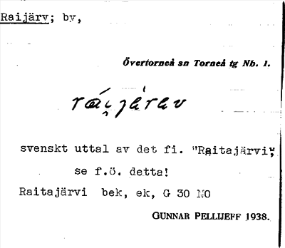 Bild på arkivkortet för arkivposten Raijärv