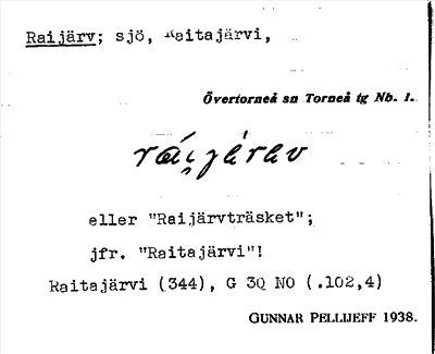 Bild på arkivkortet för arkivposten Raijärv