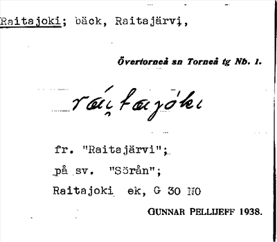 Bild på arkivkortet för arkivposten Raitajoki