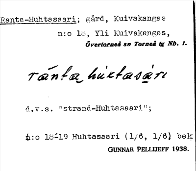 Bild på arkivkortet för arkivposten Ranta-Huhtasaari
