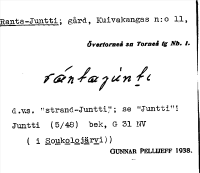 Bild på arkivkortet för arkivposten Ranta-Juntti