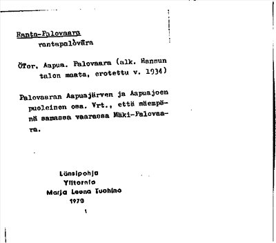 Bild på arkivkortet för arkivposten Ranta-Palovaara