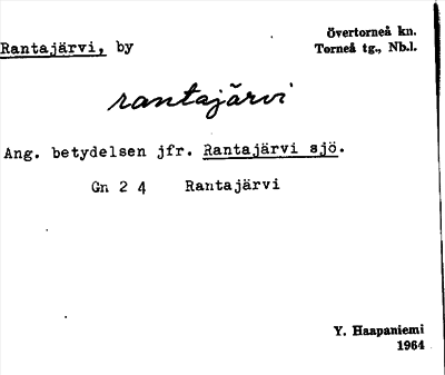 Bild på arkivkortet för arkivposten Rantajärvi