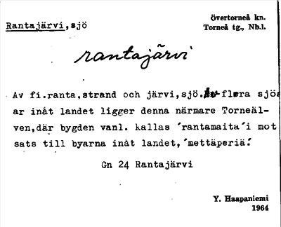 Bild på arkivkortet för arkivposten Rantajärvi