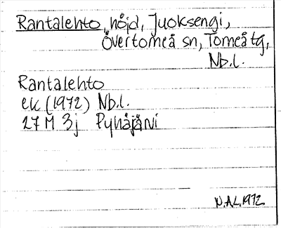 Bild på arkivkortet för arkivposten Rantalehto