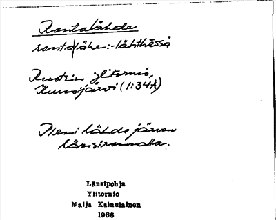 Bild på arkivkortet för arkivposten Rantalähde