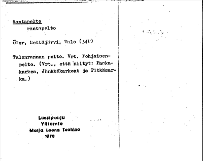 Bild på arkivkortet för arkivposten Rantapelto