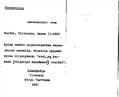 Bild på arkivkortet för arkivposten Rantavainio