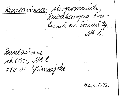 Bild på arkivkortet för arkivposten Rantavinsa