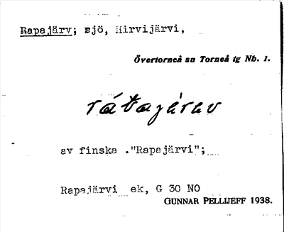 Bild på arkivkortet för arkivposten Rapajärv