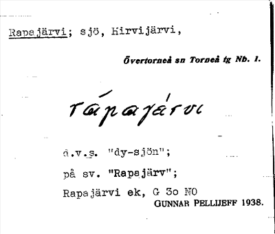 Bild på arkivkortet för arkivposten Rapajärvi