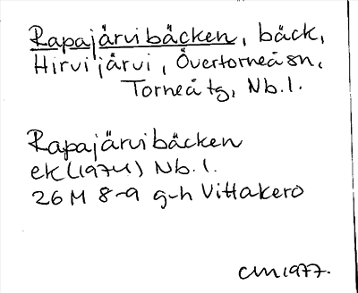 Bild på arkivkortet för arkivposten Rapajärvibäcken