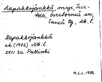 Bild på arkivkortet för arkivposten Rapakkojänkkä