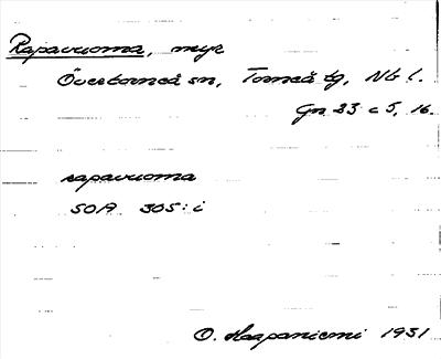 Bild på arkivkortet för arkivposten Rapavuoma