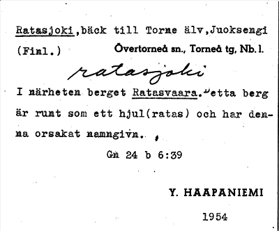 Bild på arkivkortet för arkivposten Ratasjoki