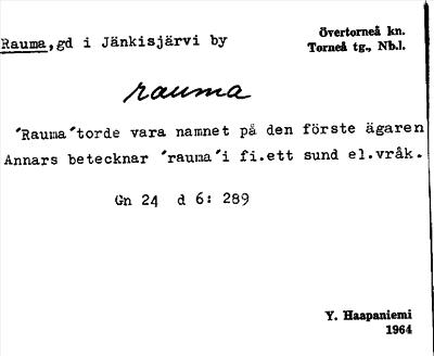 Bild på arkivkortet för arkivposten Rauma
