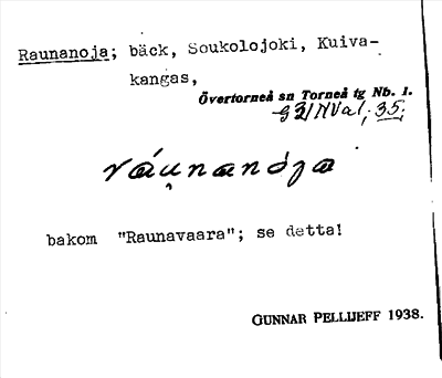 Bild på arkivkortet för arkivposten Raunanoja