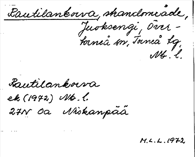 Bild på arkivkortet för arkivposten Rautilankorva