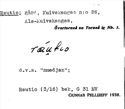 Bild på arkivkortet för arkivposten Rautio