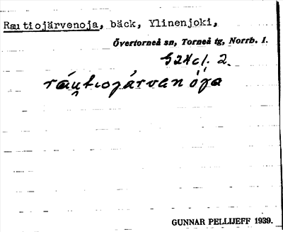Bild på arkivkortet för arkivposten Rautiojärvenoja