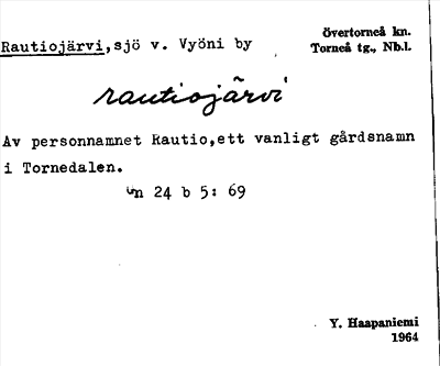 Bild på arkivkortet för arkivposten Rautiojärvi