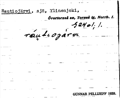 Bild på arkivkortet för arkivposten Rautiojärvi