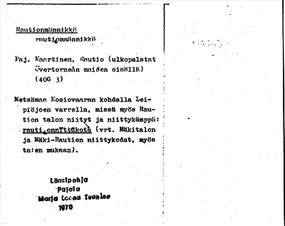 Bild på arkivkortet för arkivposten Rautionmännikkä