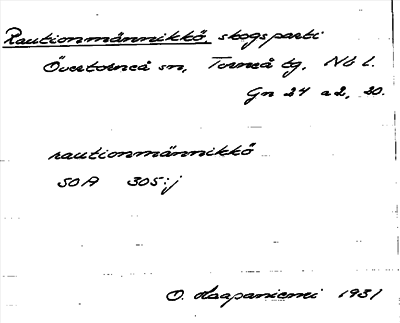 Bild på arkivkortet för arkivposten Rautionmännikkö